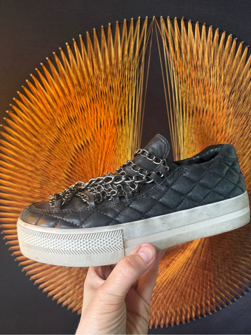 Ash Quilted Leather Chain Jewel Bis Platform Sneaker 39 - Picture 8 of 13